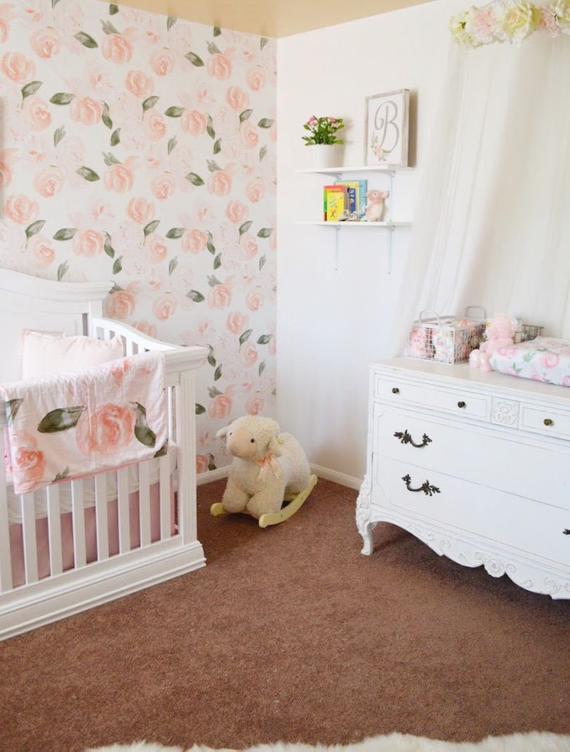 removable wallpaper nursery,product,room,furniture,nursery,pink