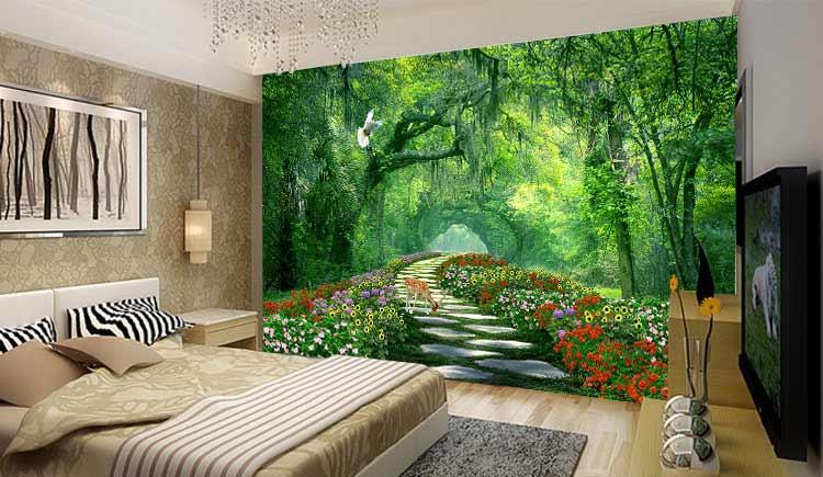 carta da parati verde per pareti,natura,camera,paesaggio naturale,verde,parete