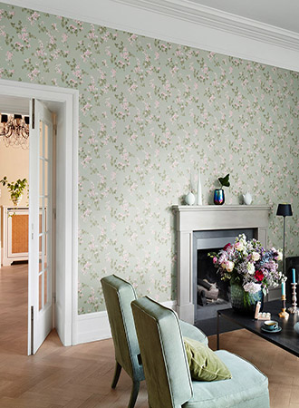 green wallpaper for walls,room,interior design,living room,property,wall