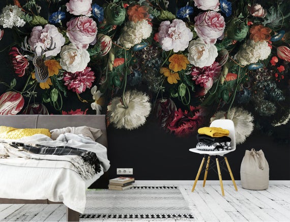 floral temporary wallpaper,cut flowers,still life,bouquet,flower,artificial flower