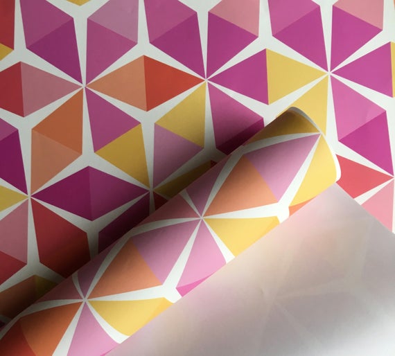 幾何学的な取り外し可能な壁紙,ピンク,紫の,パターン,バイオレット,三角形