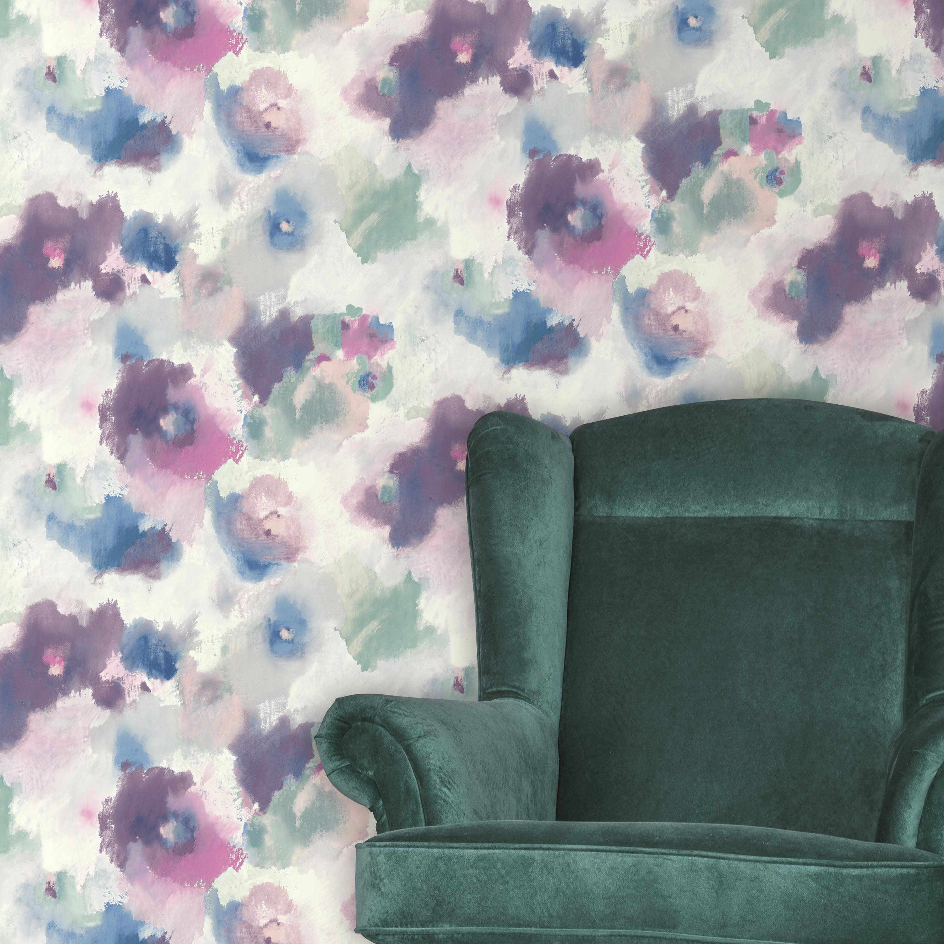 floral peel and stick wallpaper,purple,teal,lilac,pattern,wallpaper