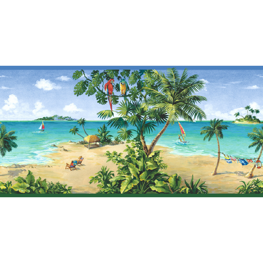 beach wallpaper border,nature,tropics,painting,natural landscape,caribbean