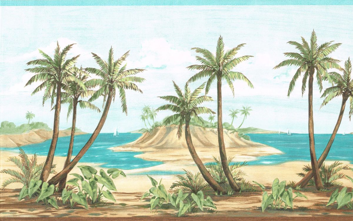 beach wallpaper border,tree,palm tree,vegetation,arecales,date palm