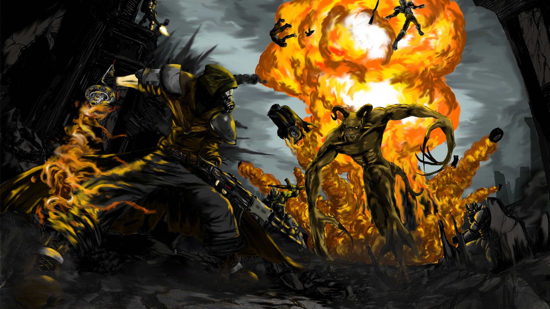 fallout 4 wallpaper 1920x1080,cg artwork,fictional character,fiction,demon,action adventure game