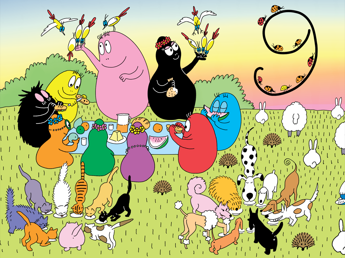 fond d'écran barbapapa,dessin animé,illustration,dessin animé,art,herbe