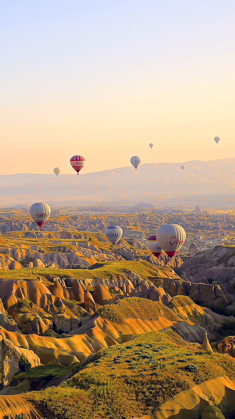 travel iphone wallpaper,hot air ballooning,hot air balloon,sky,morning,horizon