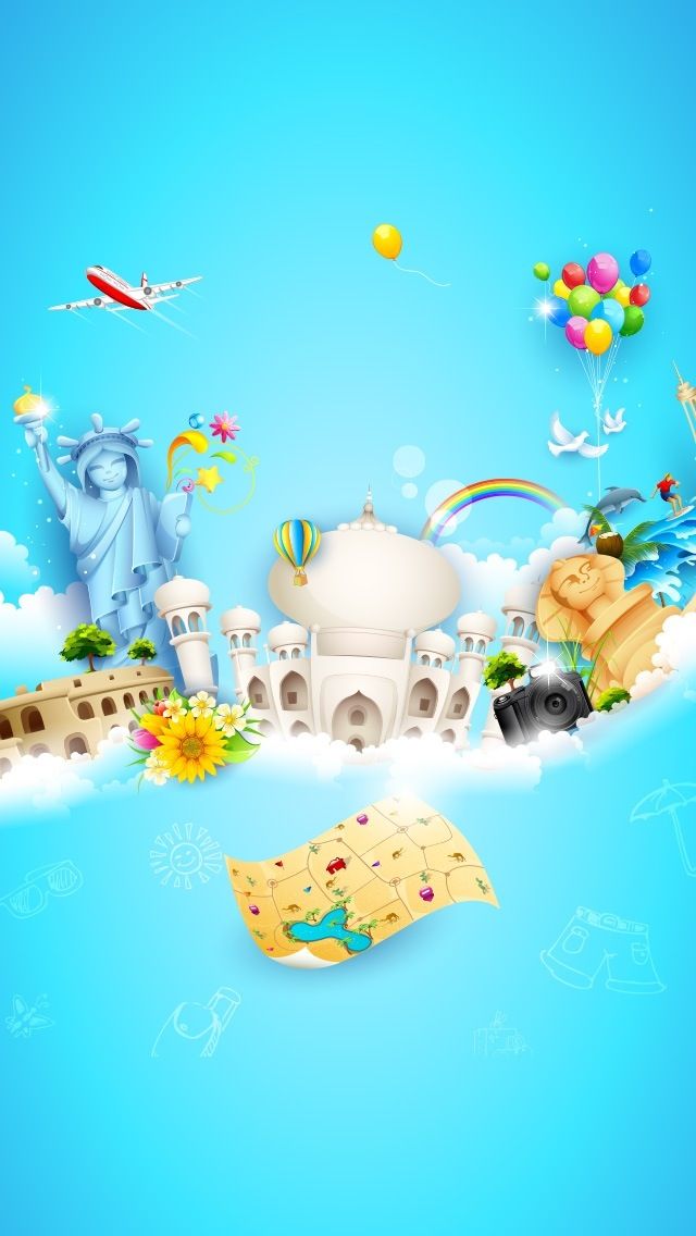 reise iphone wallpaper,karikatur,sommer ,illustration,dessert