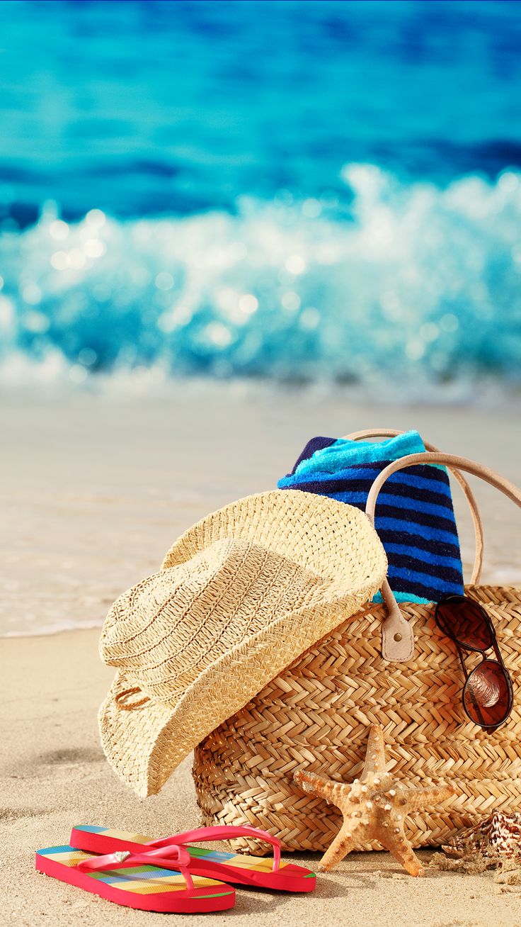 여행 아이폰 배경 화면,휴가,여름,태양 모자,모래,플립 퍼