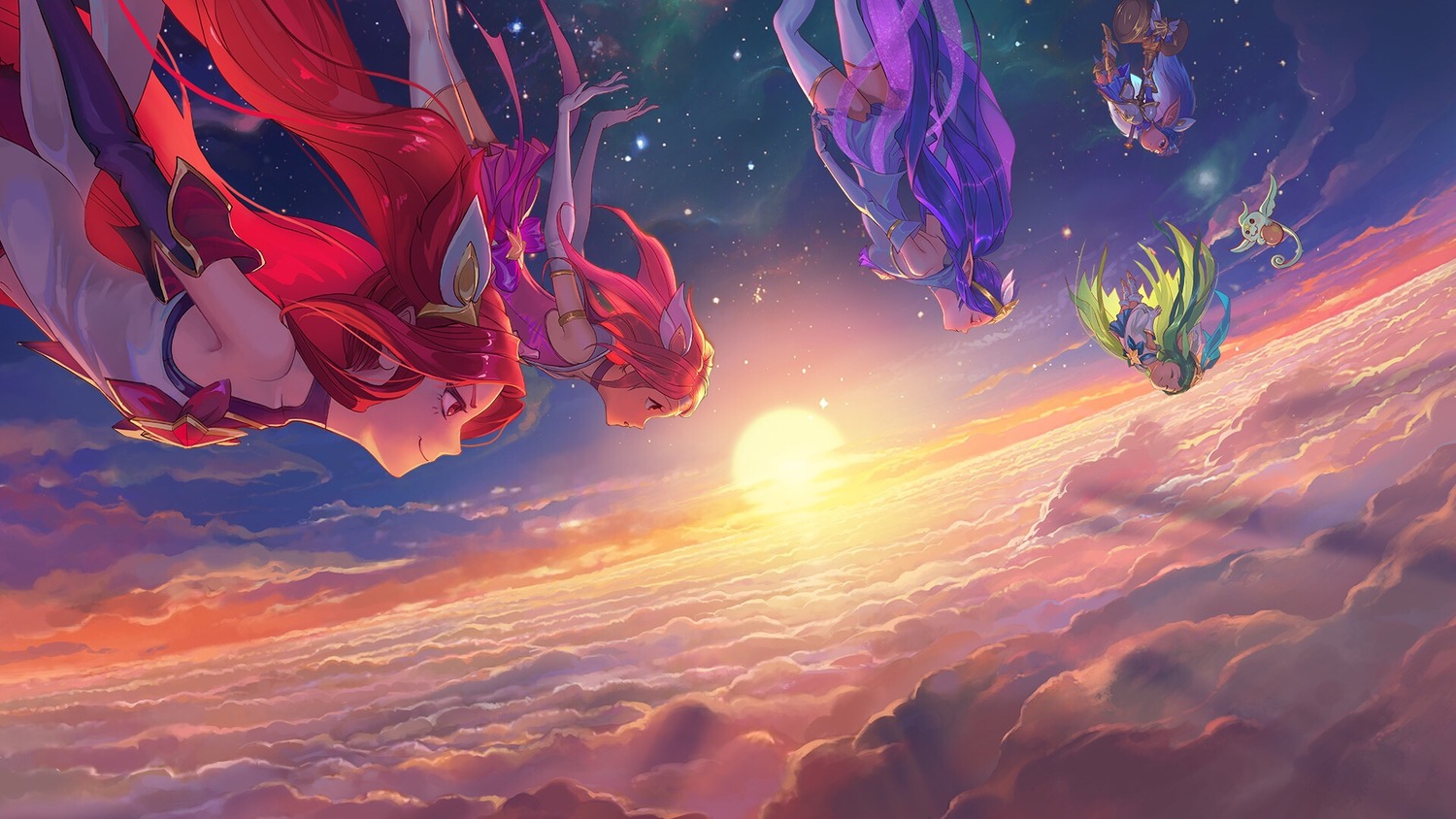 ligue des légendes star guardian fond d'écran,ciel,oeuvre de cg,espace,atmosphère,capture d'écran