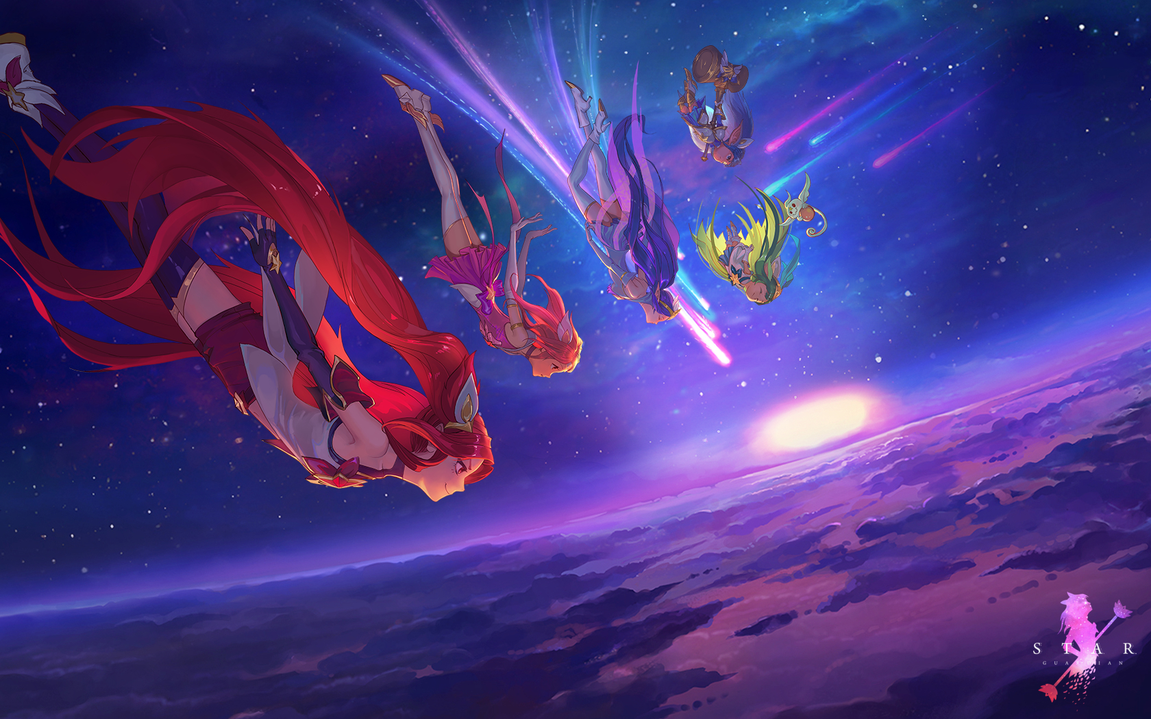 liga der legenden star guardian wallpaper,himmel,atmosphäre,platz,cg kunstwerk,erfundener charakter