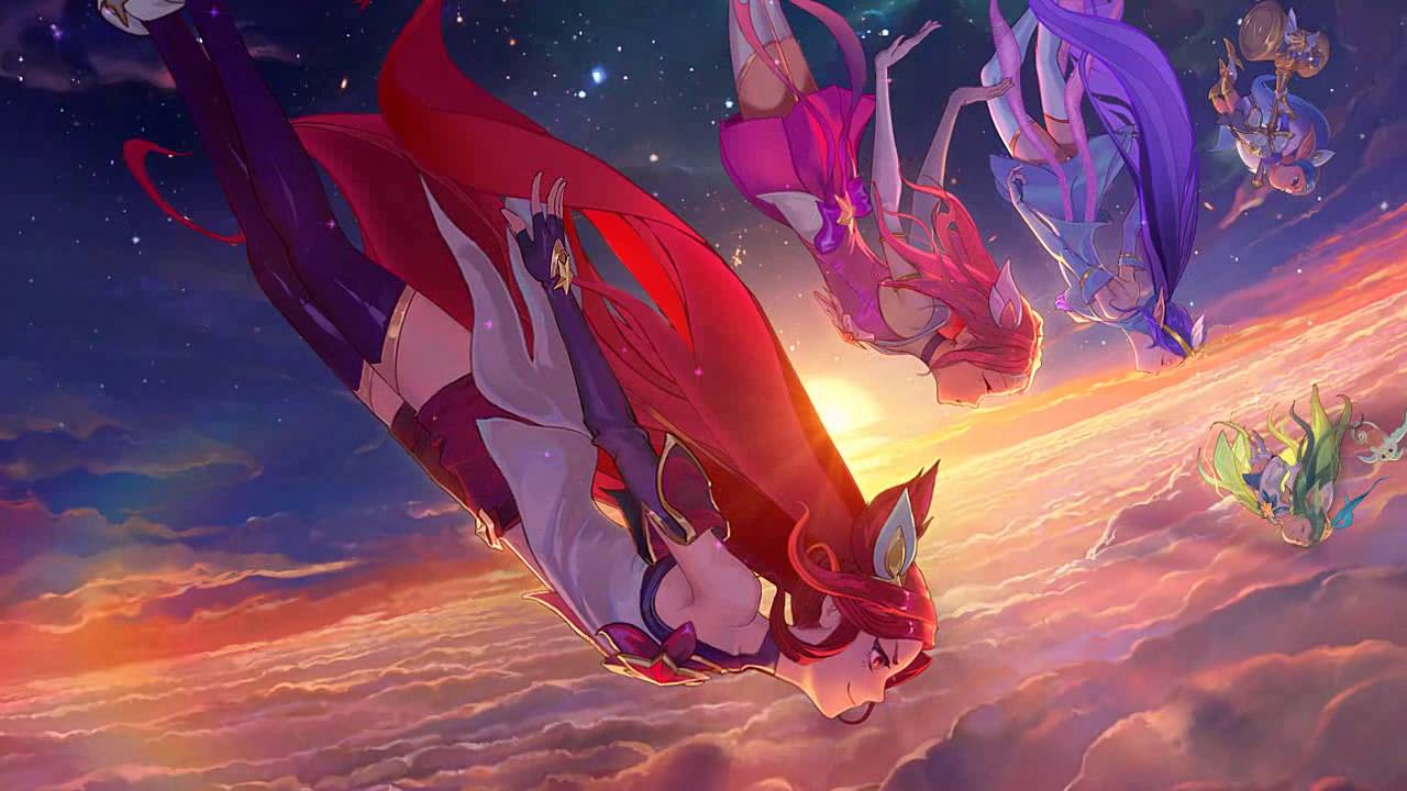 league of legends star guardian wallpaper,cg artwork,geological phenomenon,fictional character,dragon,sky