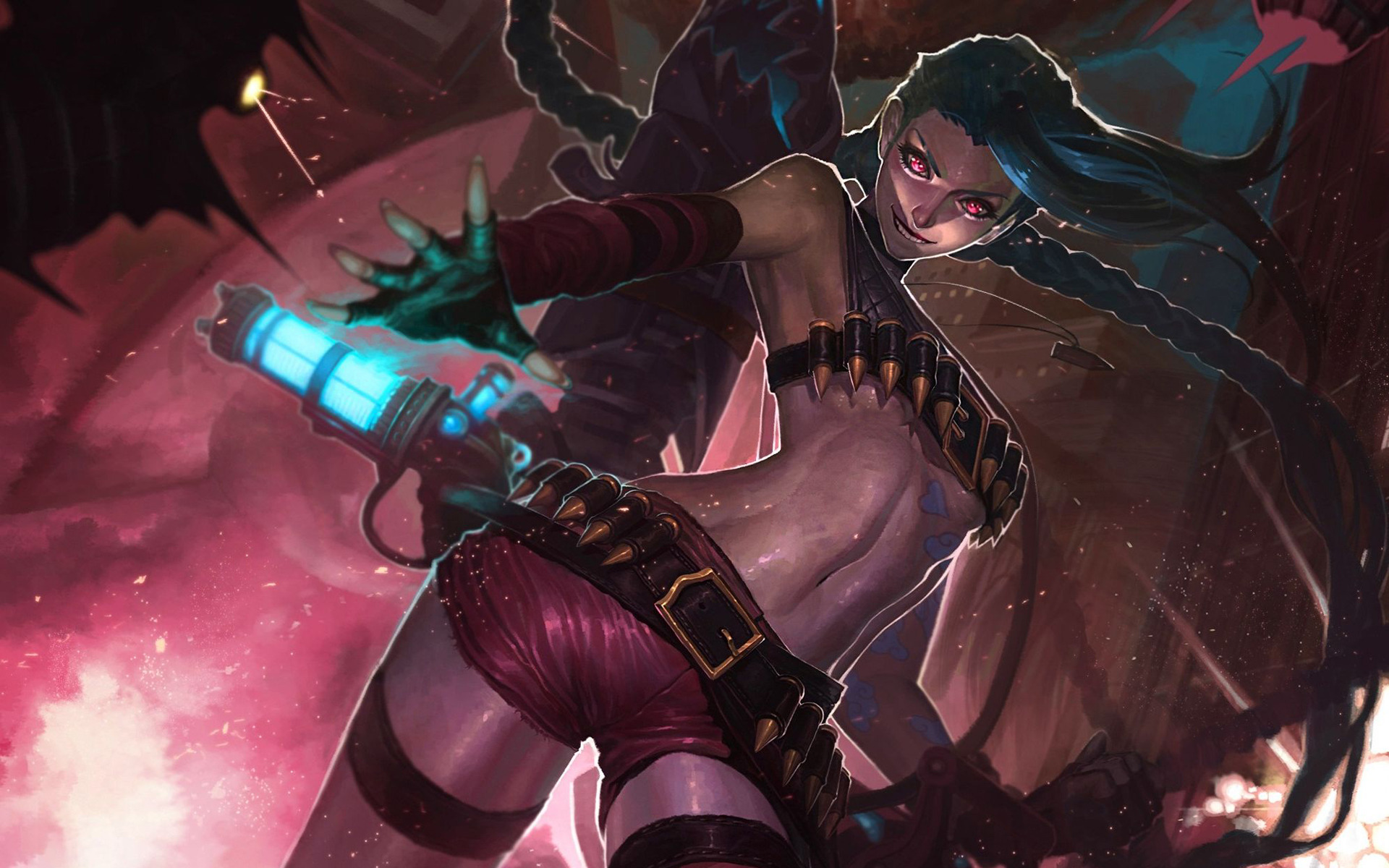 league of legends jinx wallpaper,cg artwork,fictional character,screenshot,games,demon