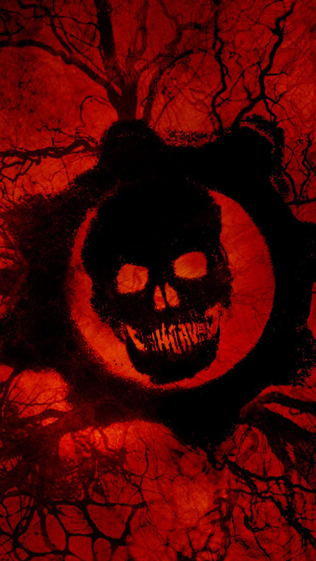 gears of war iphone wallpaper,red,skull,bone,demon,fiction