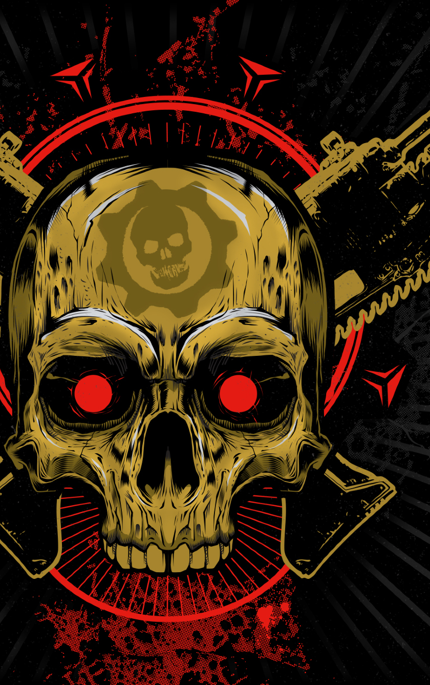 gears of war iphone wallpaper,skull,bone,illustration,audio equipment,t shirt