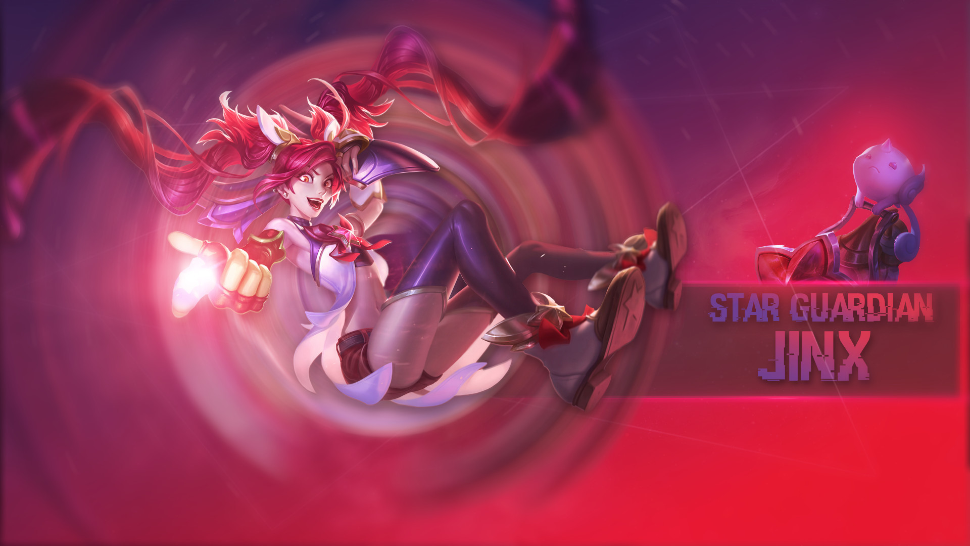 star guardian jinx wallpaper,cg artwork,magenta,anime,graphic design,fictional character