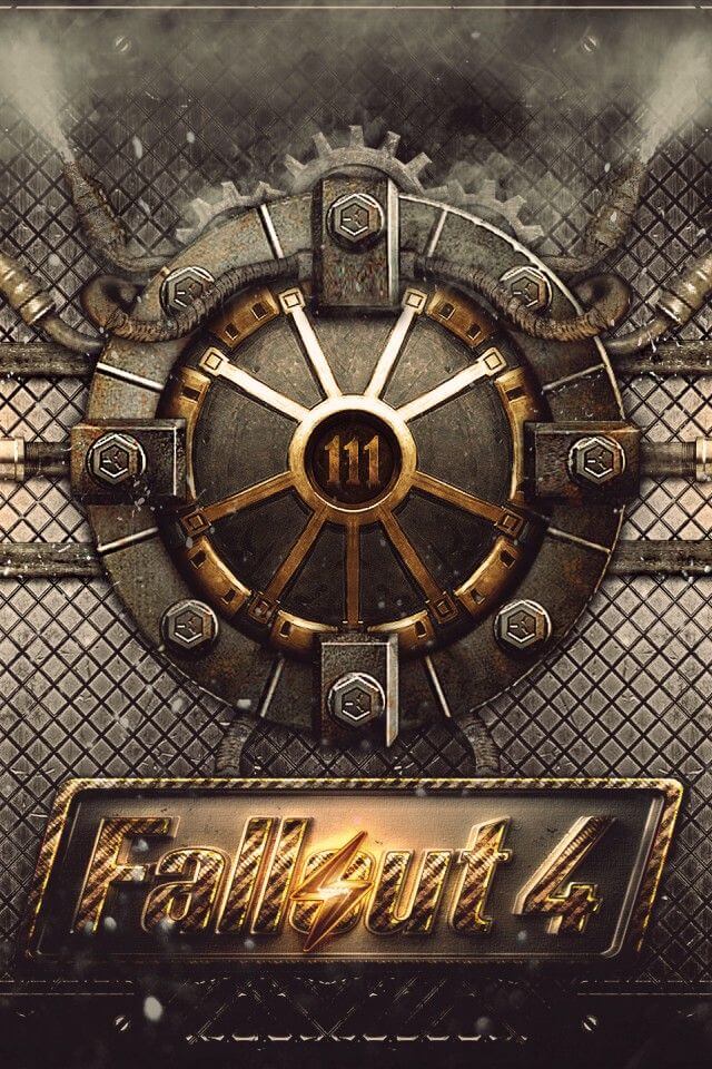 fallout 4 iphone wallpaper,font,metal,logo,pc game,poster