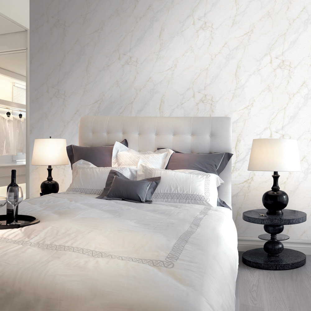 大理石の壁紙の寝室,寝室,ベッド,家具,白い,ルーム