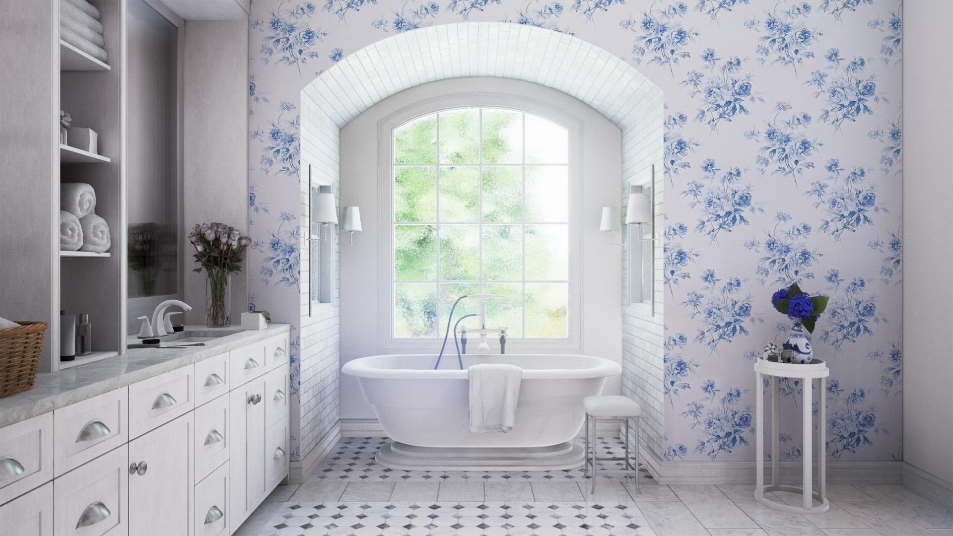 sanderson wallpaper clearance,bathroom,tile,room,property,blue
