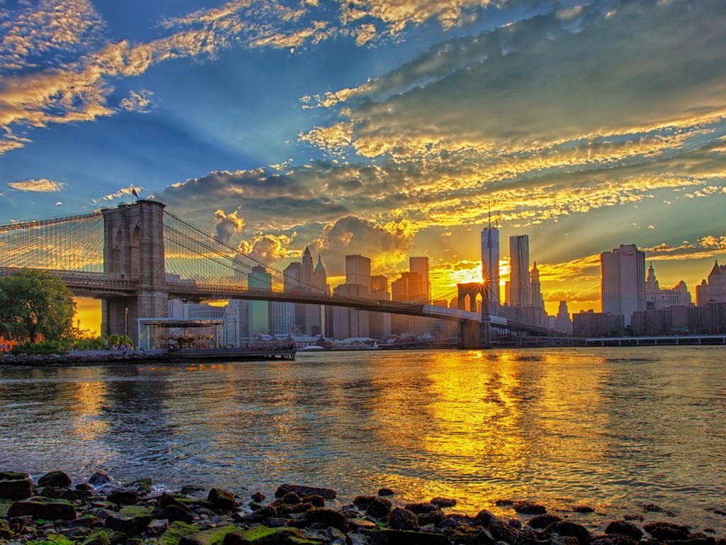 brooklyn bridge wallpaper,sky,nature,cityscape,city,skyline