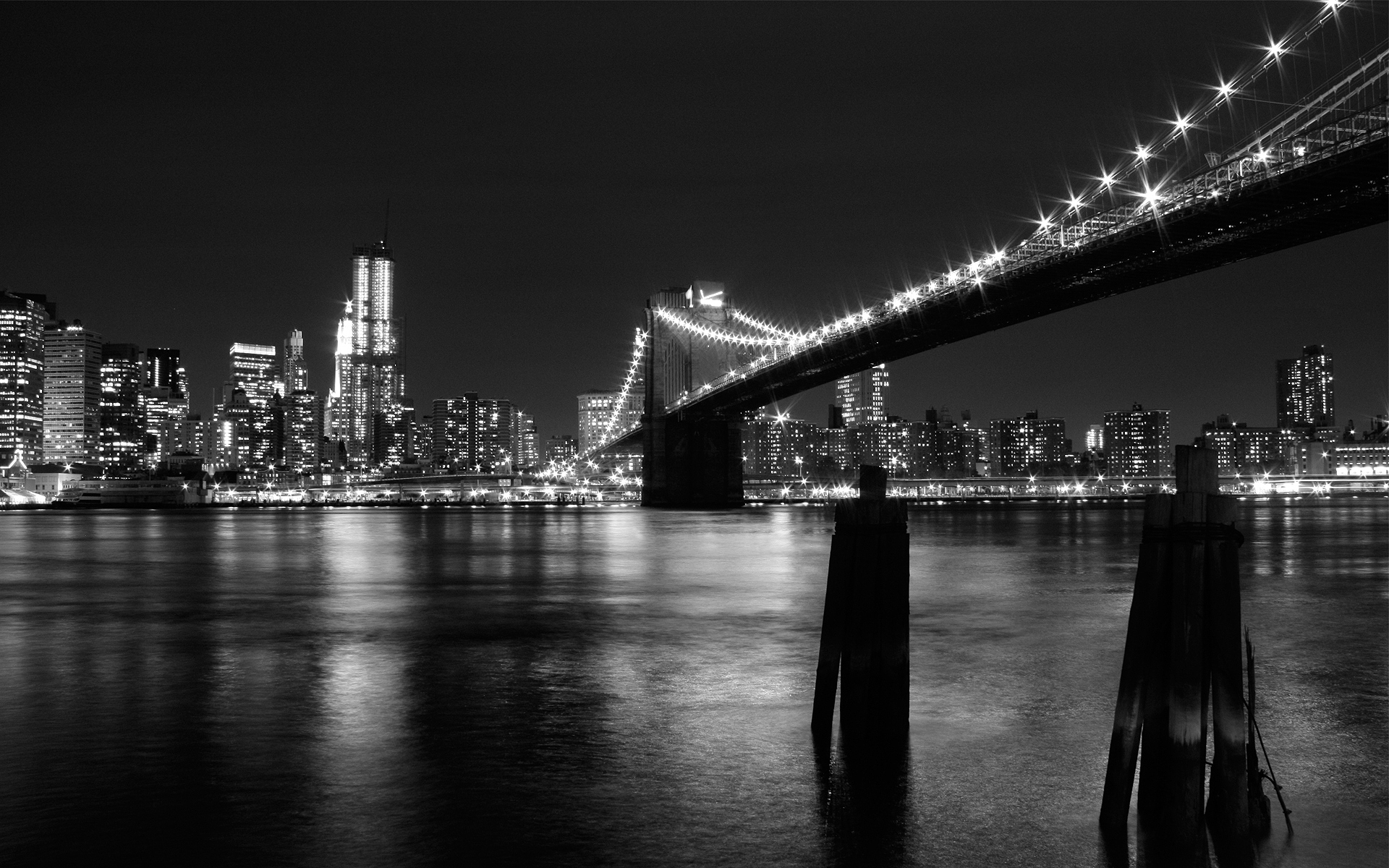 ブルックリン橋の壁紙,都市の景観,夜,市,首都圏,スカイライン