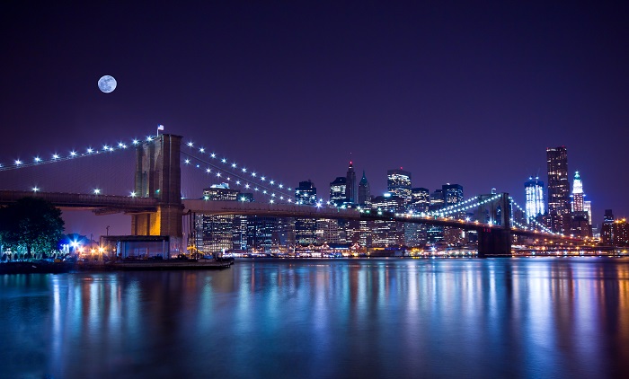 sfondo del ponte di brooklyn,paesaggio urbano,area metropolitana,notte,città,cielo