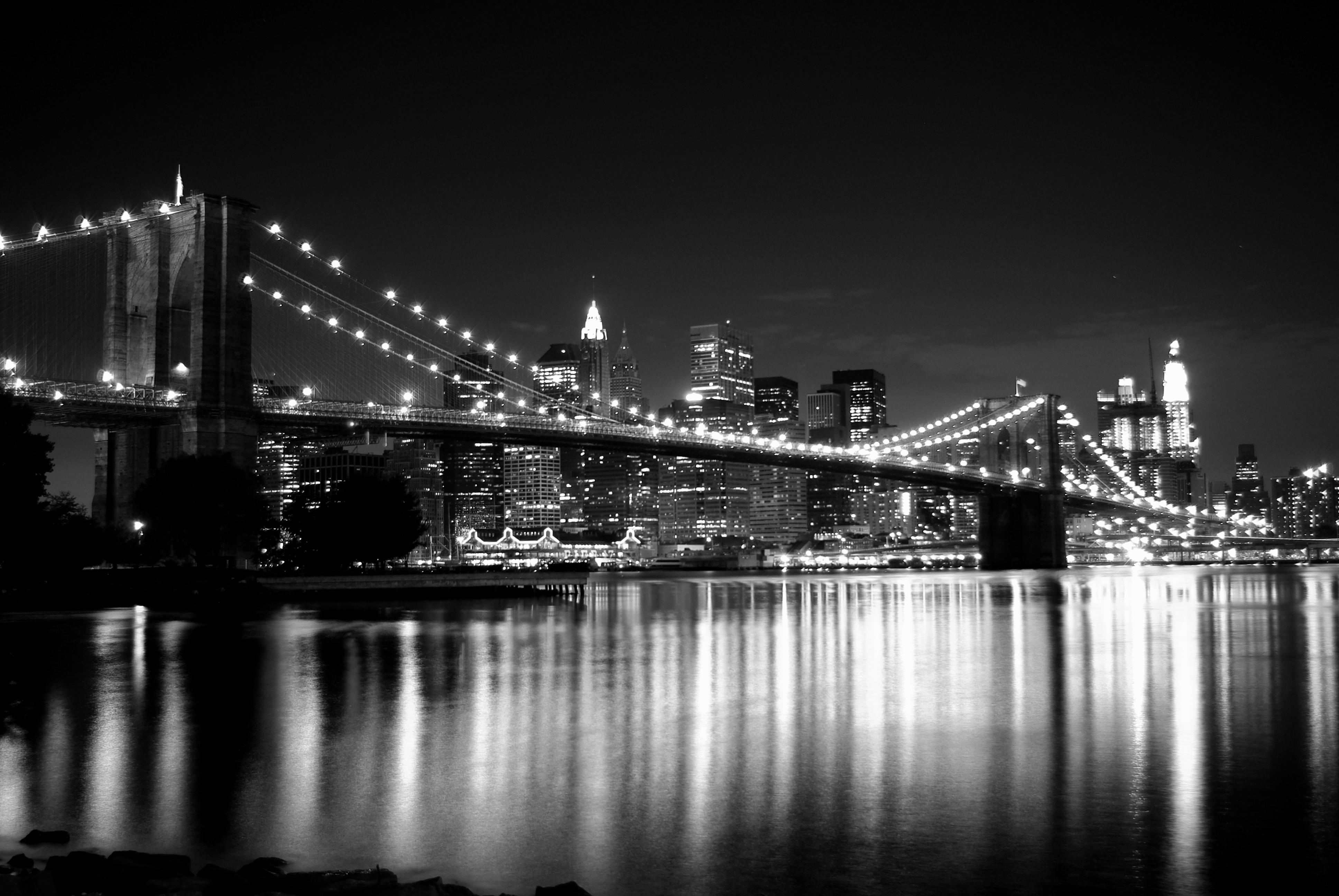 sfondo del ponte di brooklyn,paesaggio urbano,città,notte,orizzonte,ponte