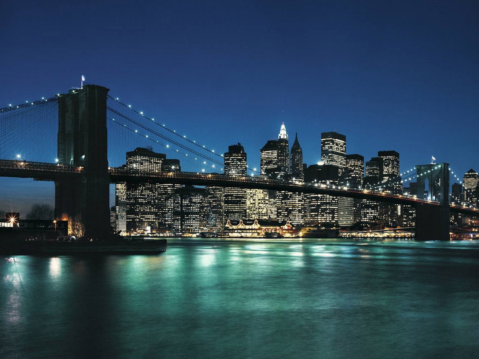 papier peint pont de brooklyn,ville,paysage urbain,horizon,zone métropolitaine,nuit