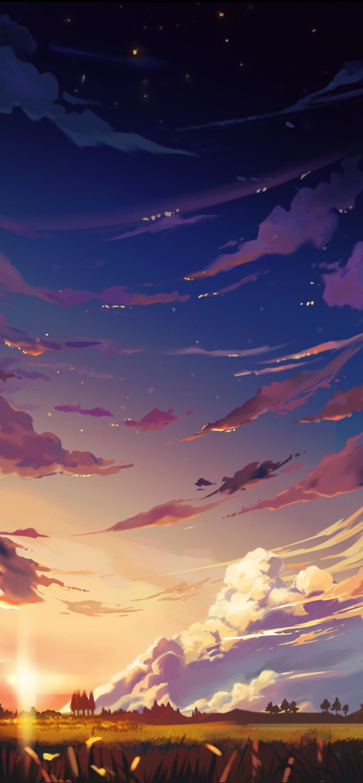fondos de pantalla anime celular,cielo,nube,púrpura,violeta,resplandor crepuscular