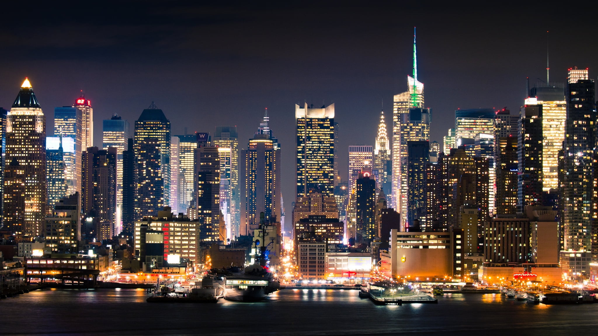 밤에 뉴욕시 벽지,도시 풍경,시티,수도권,도시 지역,지평선