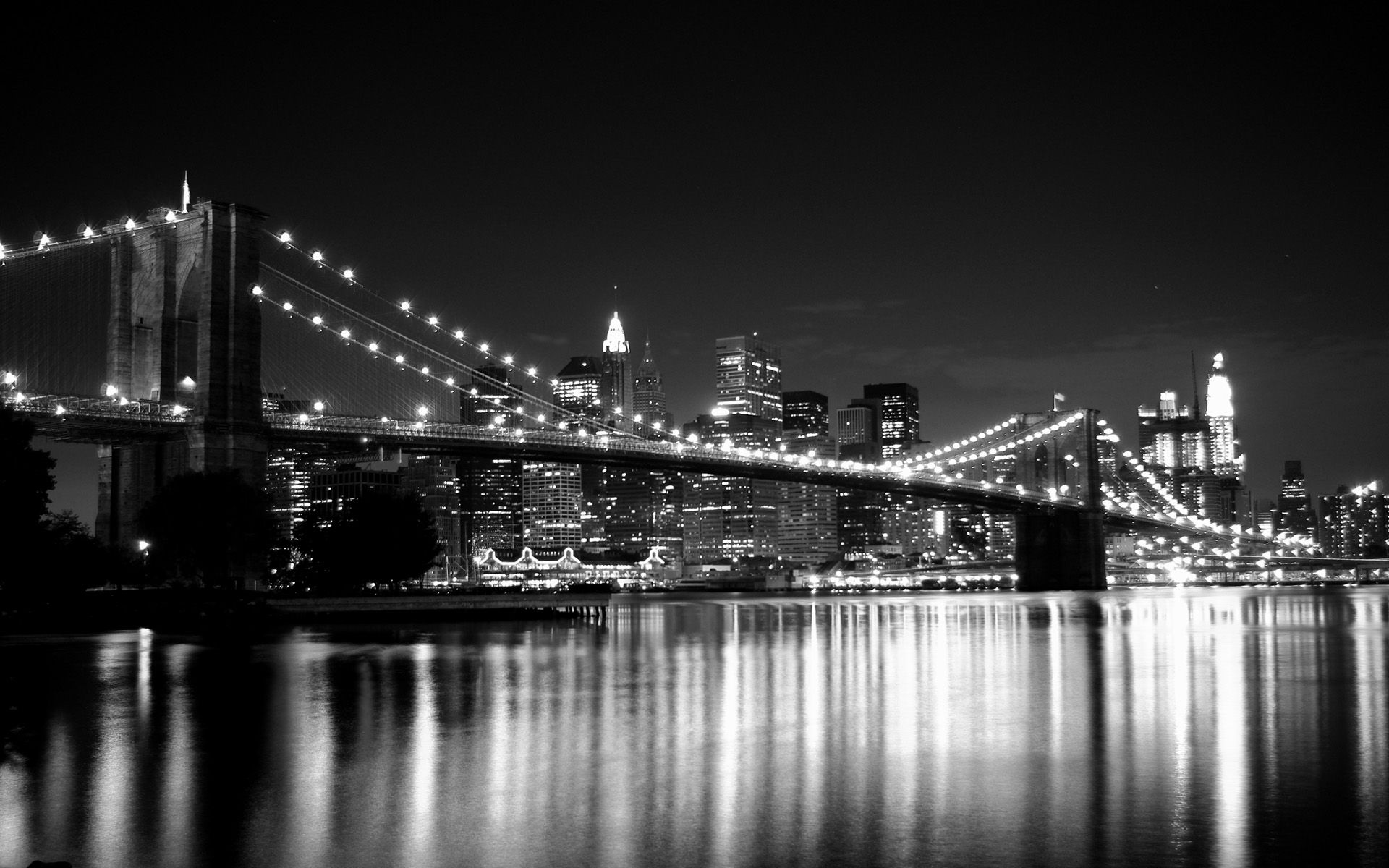ニューヨーク市壁紙黒と白,都市の景観,市,白い,夜,スカイライン