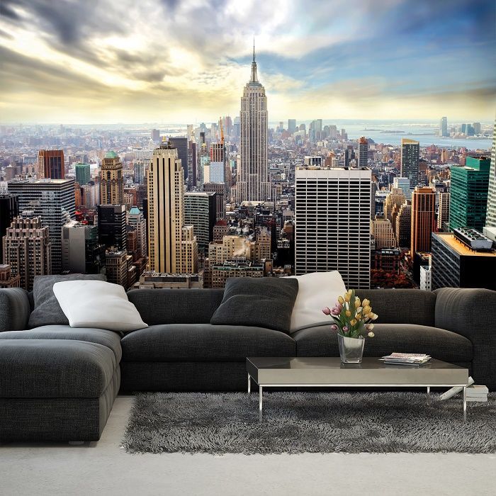 fond d'écran new york skyline pour chambre,paysage urbain,horizon,mur,mural,ville