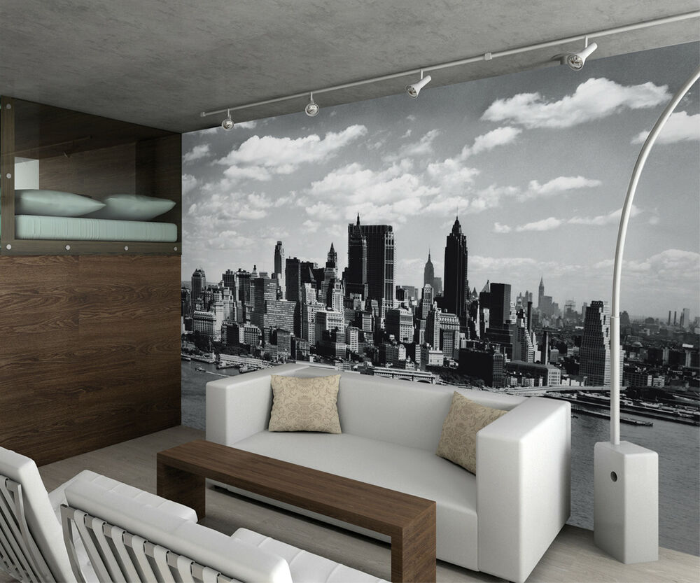 new york skyline wallpaper for bedroom,property,wall,room,interior design,mural