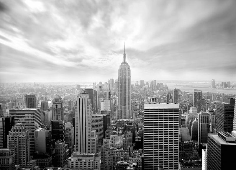 papier peint new york skyline noir et blanc,paysage urbain,zone métropolitaine,ville,zone urbaine,gratte ciel