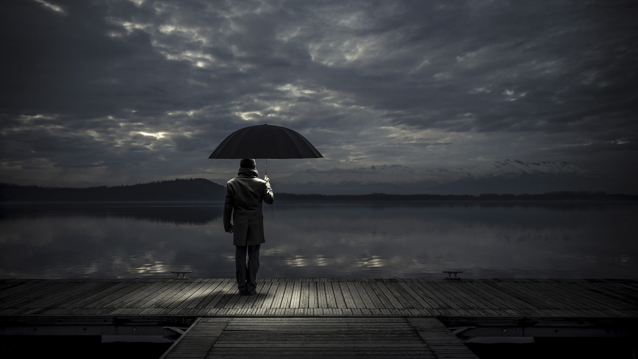 fondo de pantalla triste y solo,cielo,paraguas,negro,agua,nube