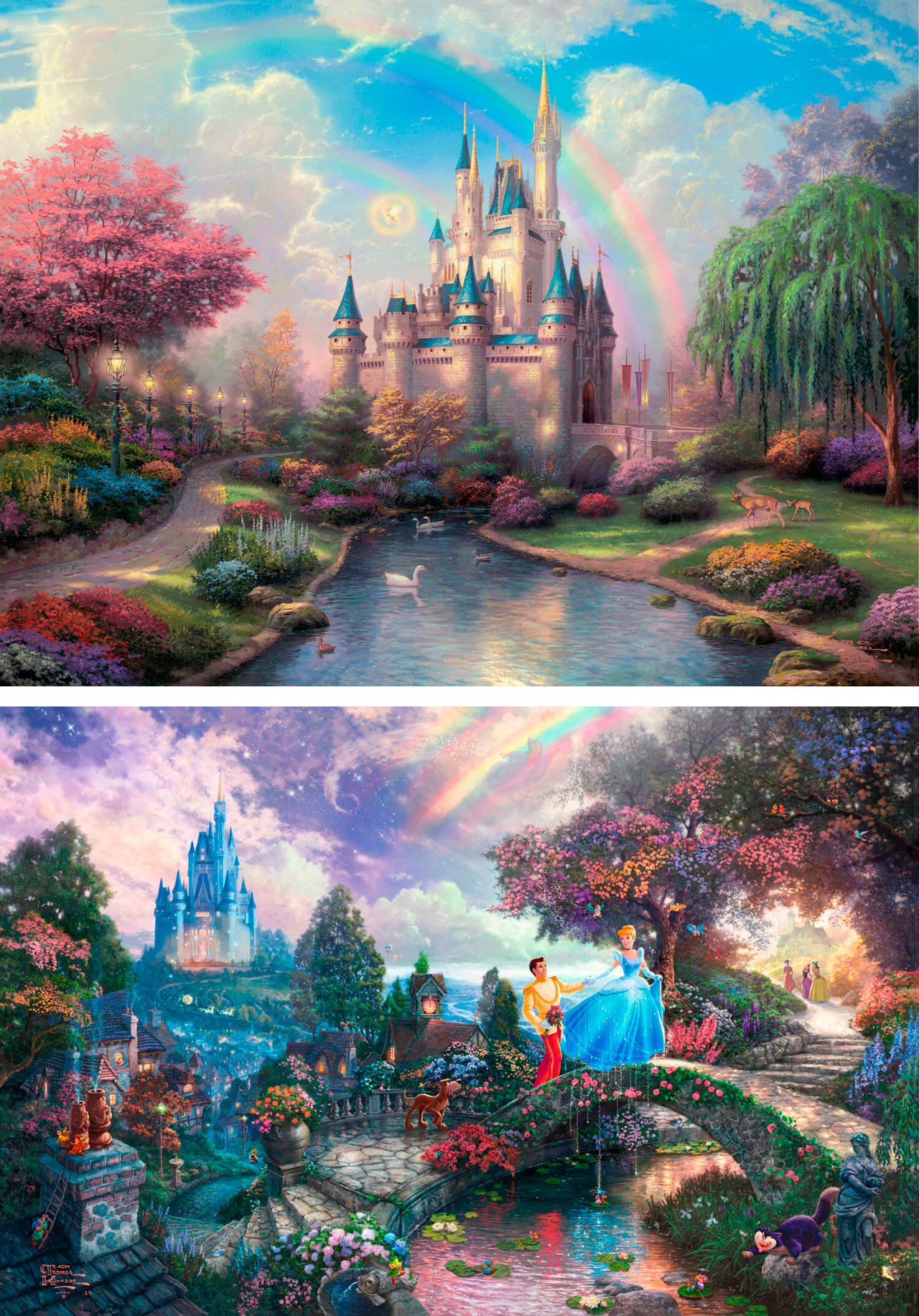 thomas kinkade disney wallpaper,landmark,art,painting,sky,games