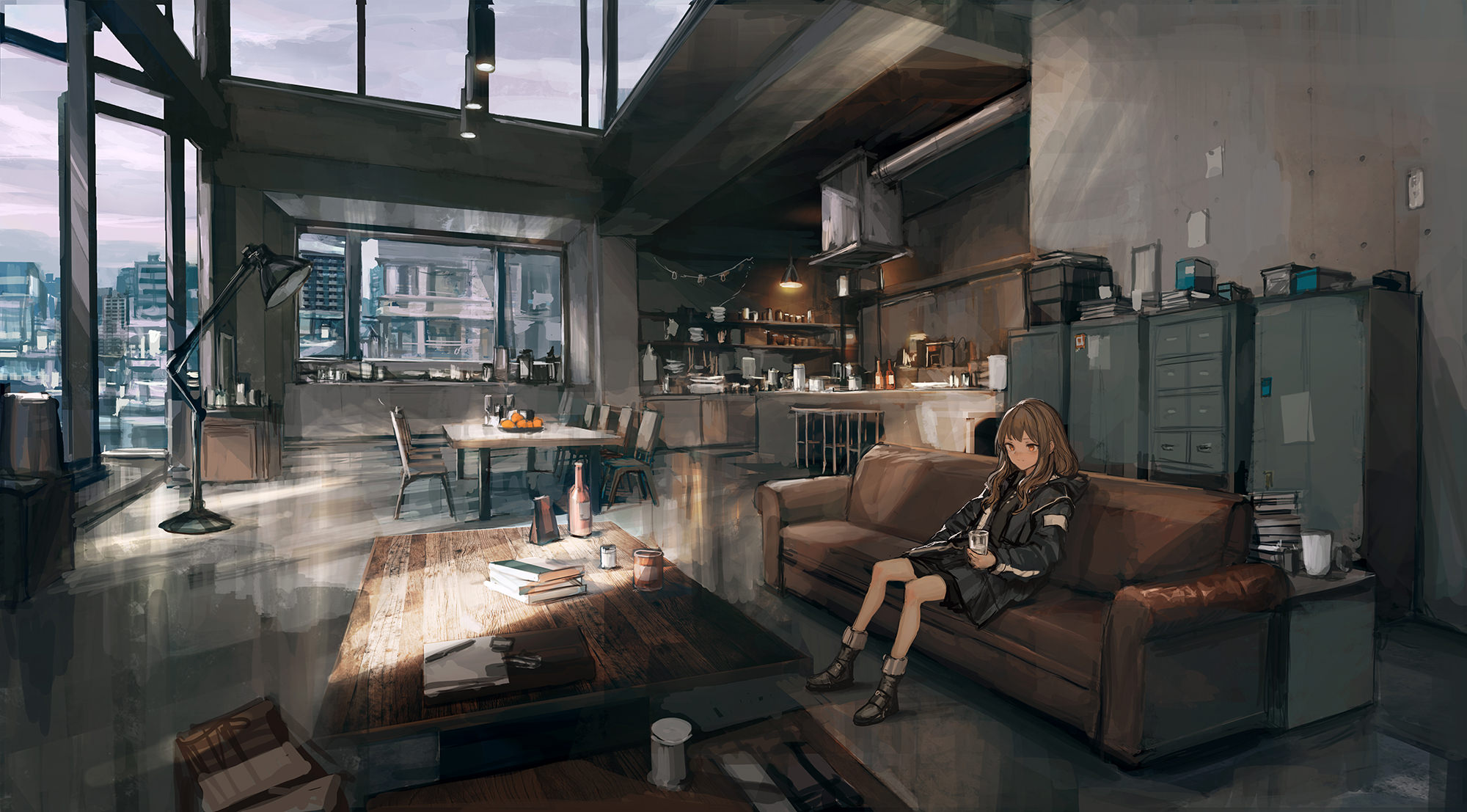 wallpaper loft,living room,room,interior design,building,pc game