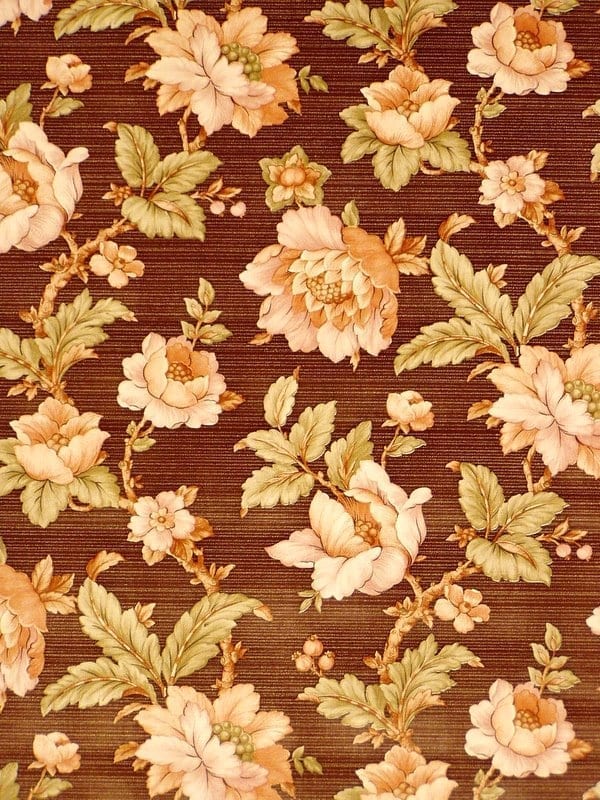 茶色の花の壁紙,褐色,パターン,繊維,ベージュ,花