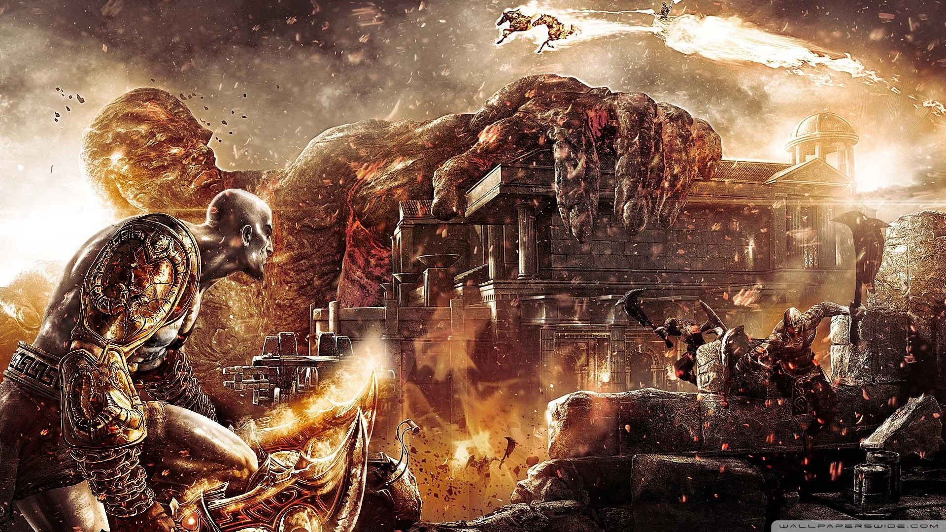 wallpaper god of war 3,action adventure game,strategy video game,cg artwork,pc game,mythology