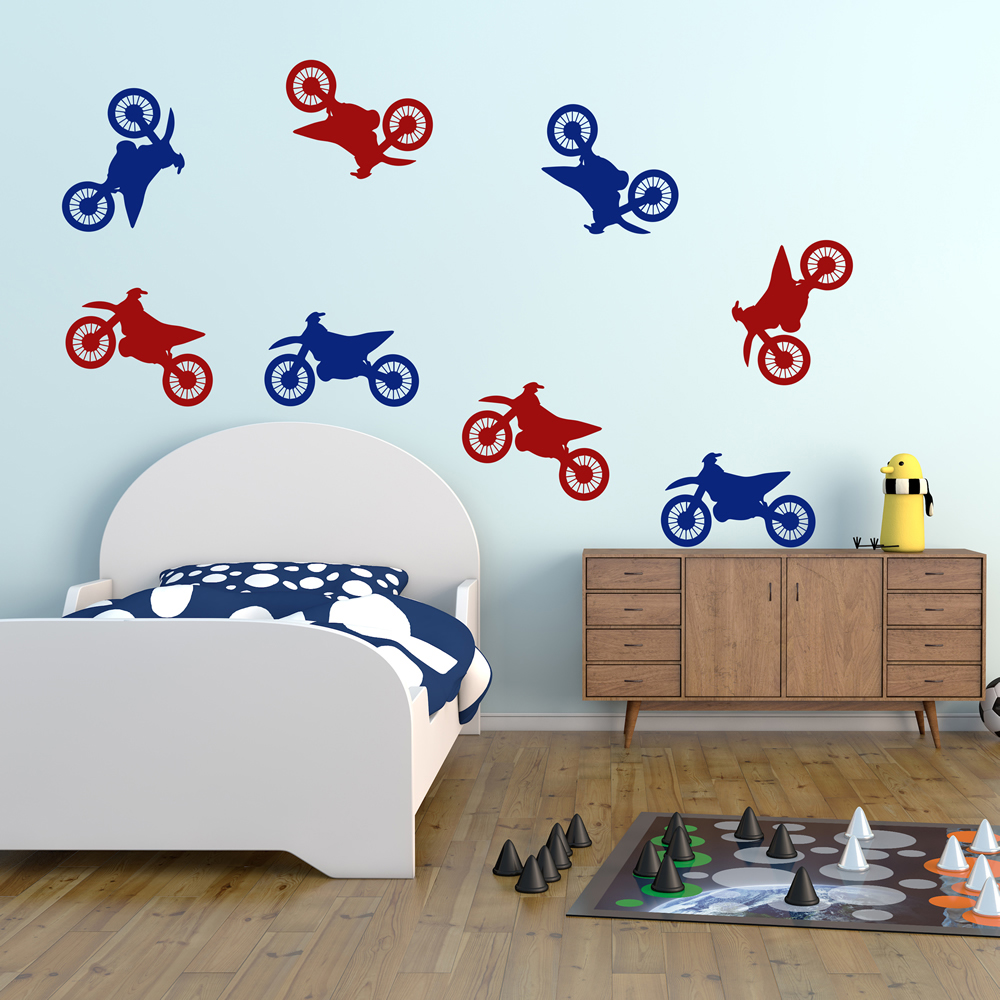 침실 오토바이 벽지,벽 스티커,벽,방,상표,가구