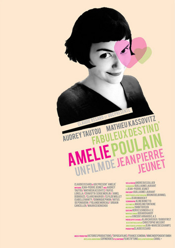 amelie poulain wallpaper,text,poster,pink,advertising,illustration