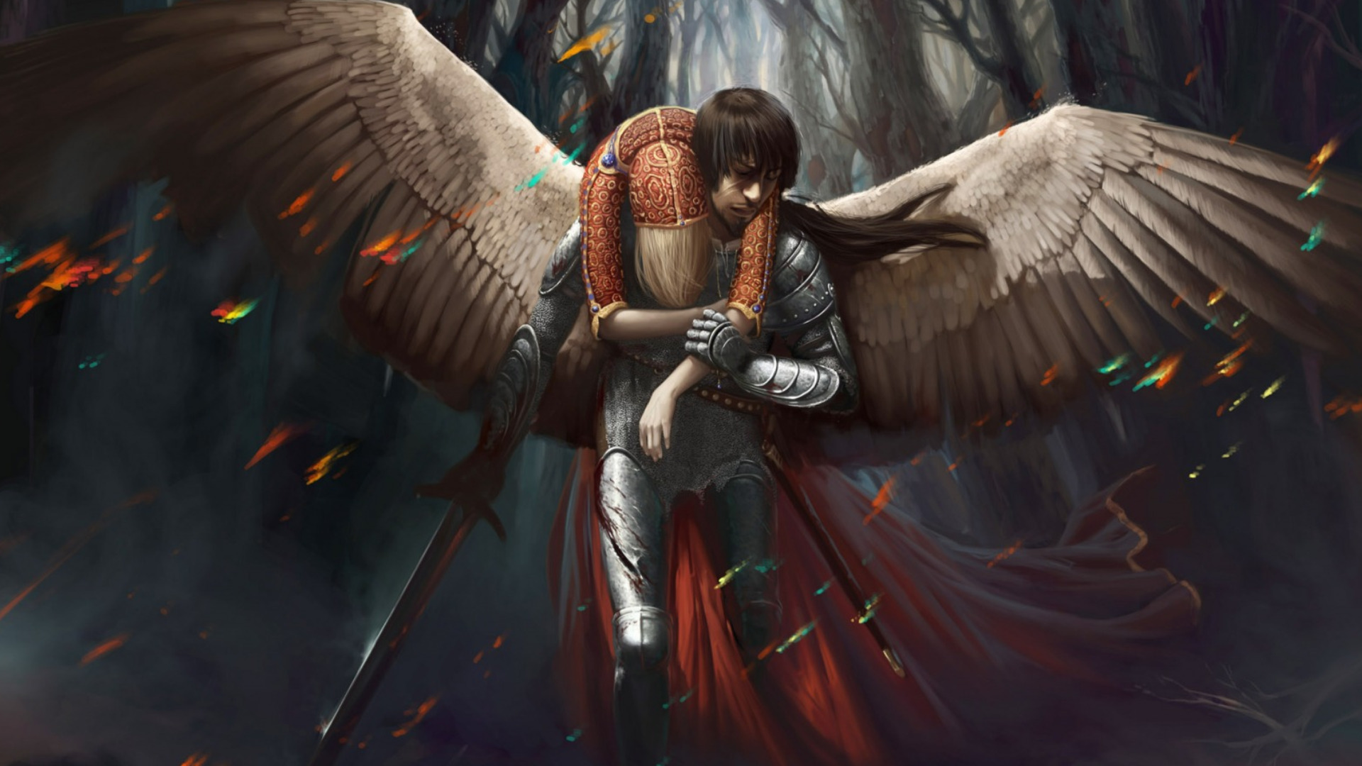 anjos wallpaper,action adventure game,cg artwork,angel,supernatural creature,demon