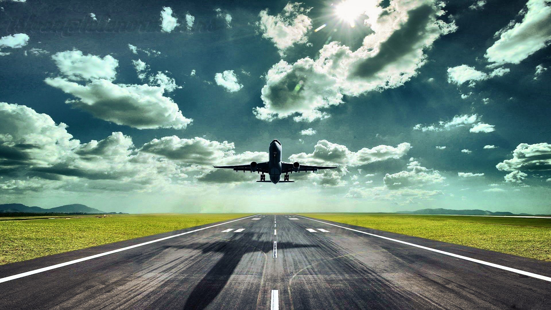 비행기 배경 hd 와이드 배경 화면,하늘,비행기,통로,구름,차량