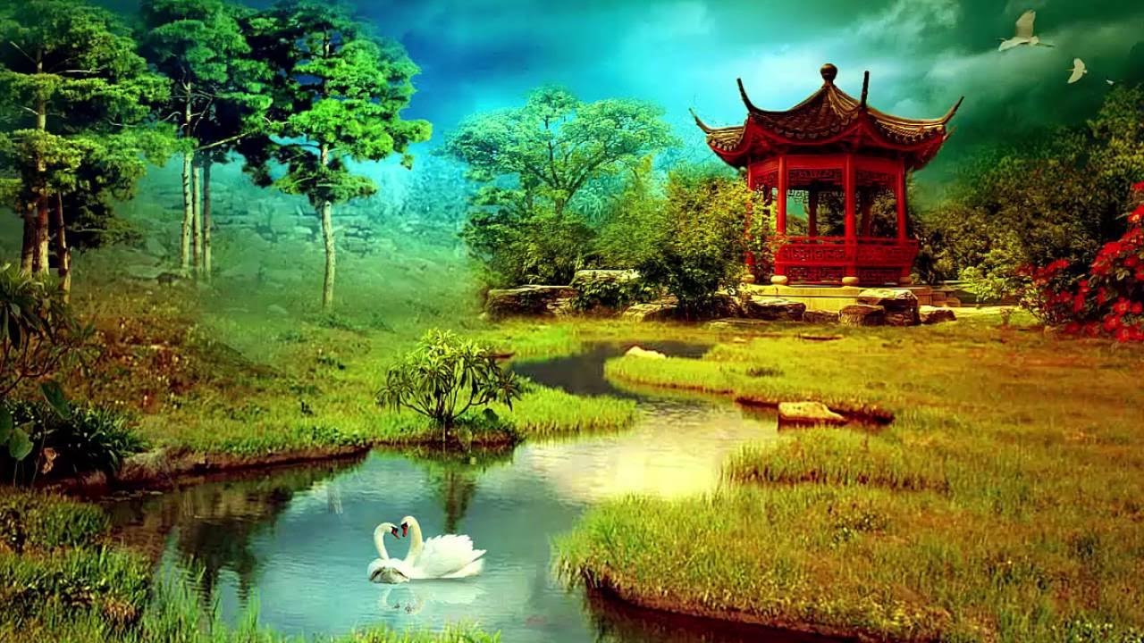 beautiful pictures of nature wallpaper,natural landscape,nature,chinese architecture,theatrical scenery,pond