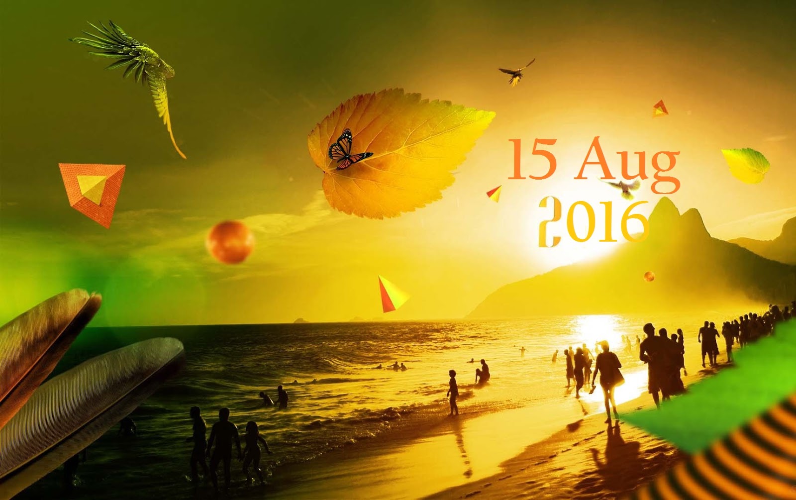 15 août live wallpaper,jaune,ciel,horizon,été,police de caractère