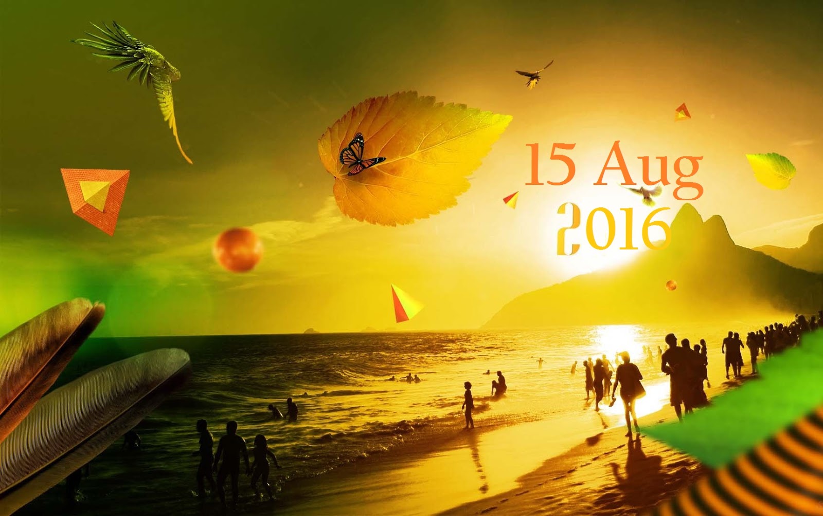 15 agosto live wallpaper,giallo,cielo,orizzonte,estate,font