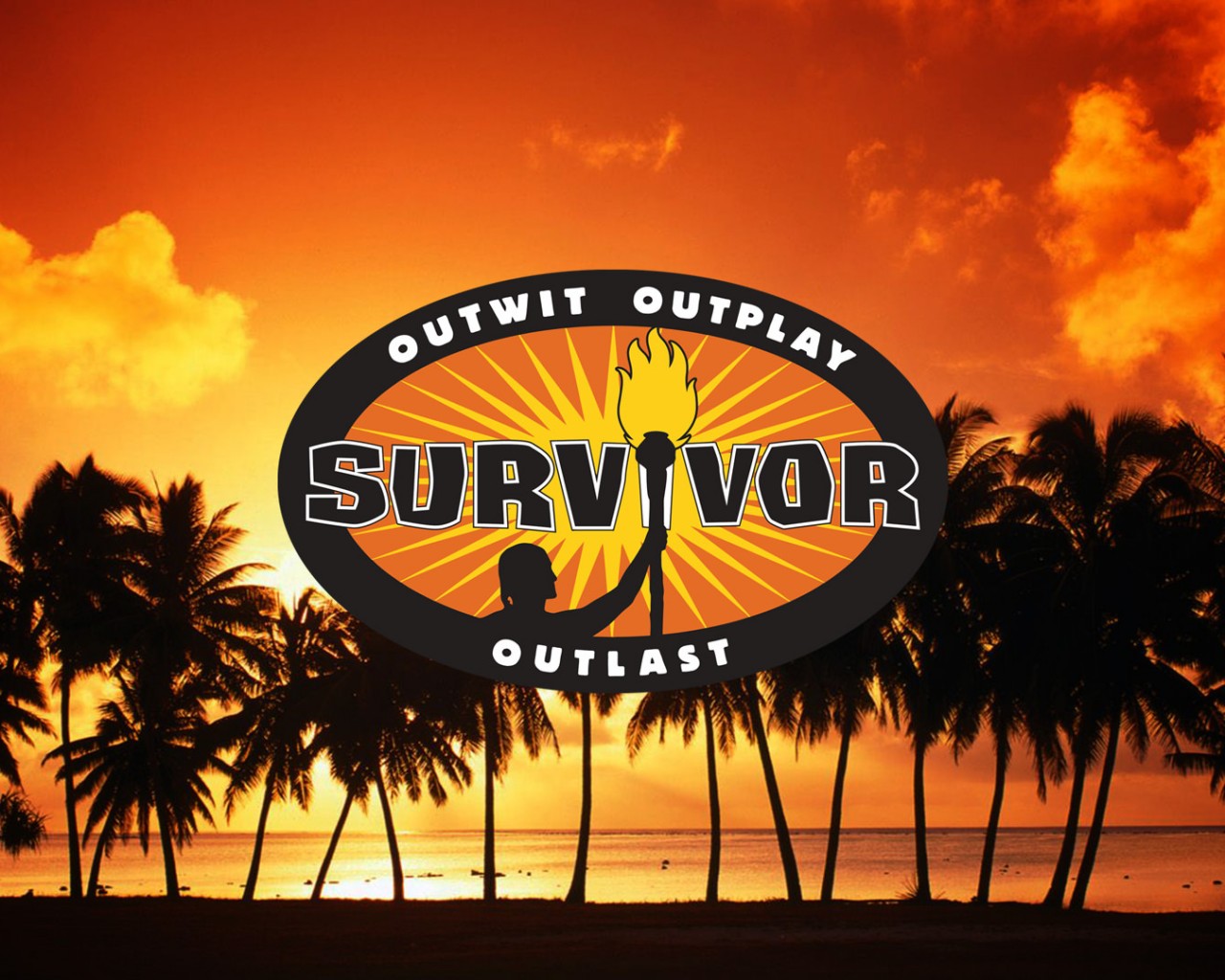 survivor wallpaper,orange,sky,font,palm tree,logo