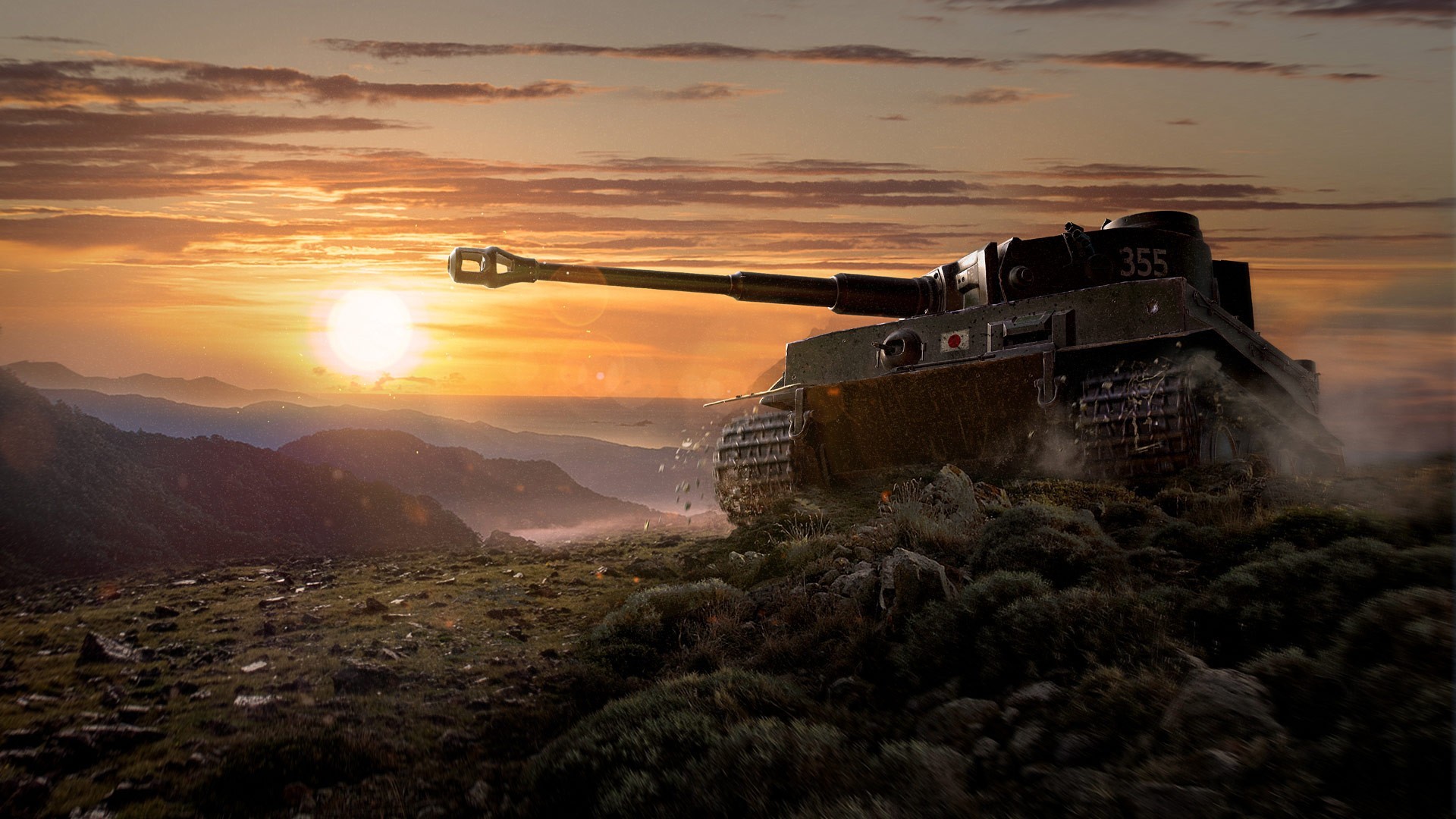 wot tapeten 1920x1080,panzer,himmel,fahrzeug,sonnenuntergang,selbstfahrende artillerie