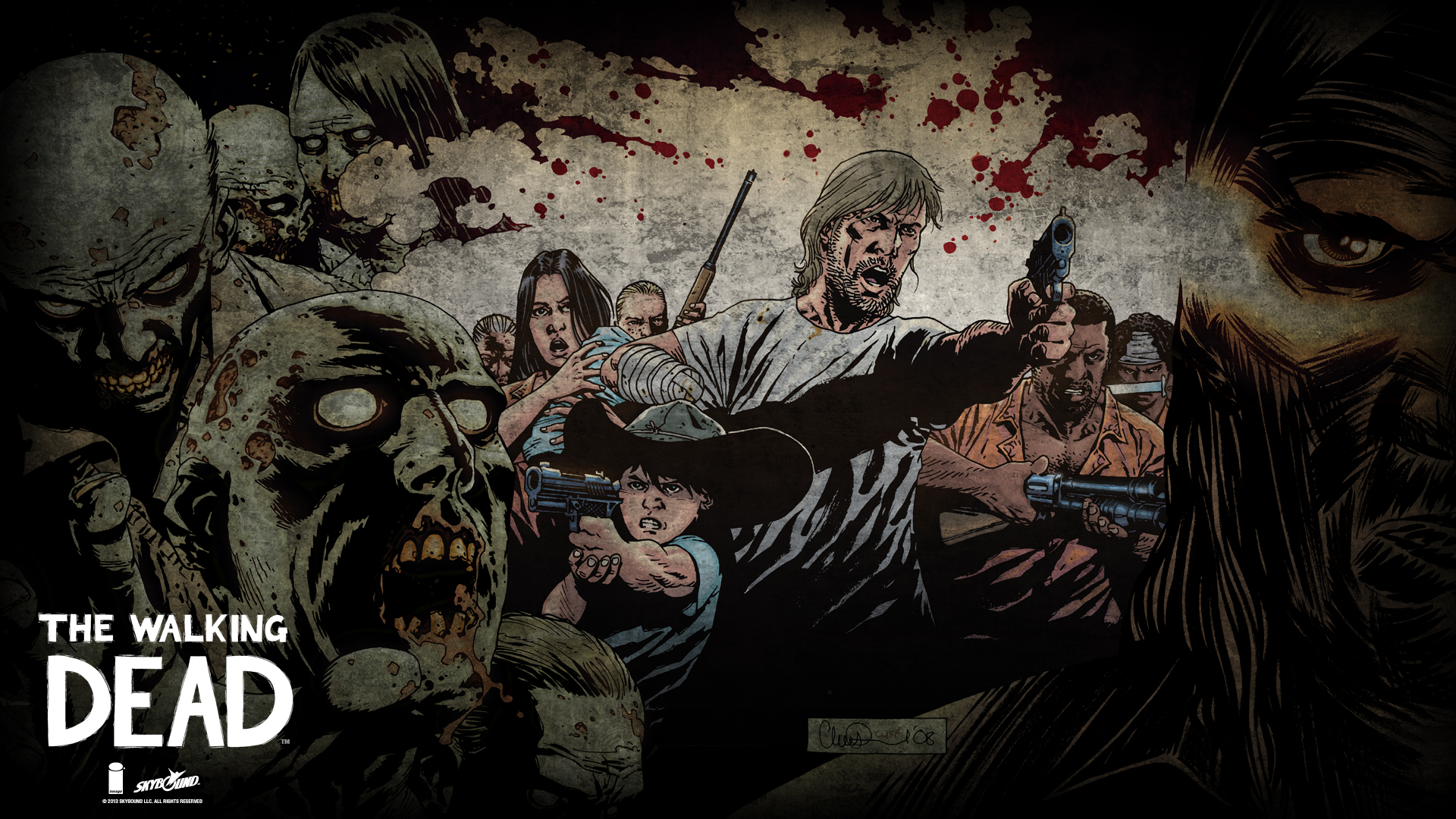 carta da parati the walking dead 1920x1080,film,manifesto,arte,finzione,illustrazione