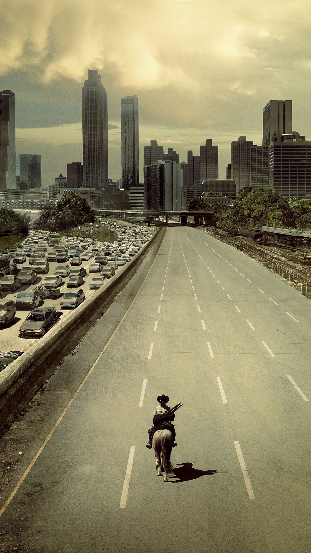 the walking dead fondo de pantalla para iphone,la carretera,ciudad,área urbana,vía pública,área metropolitana
